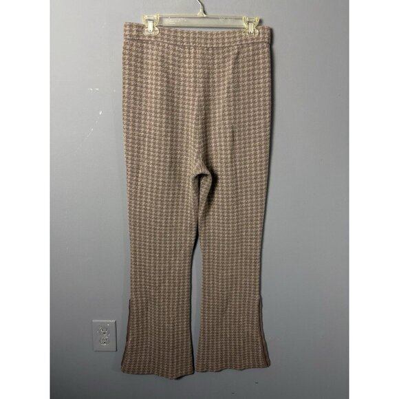 *FLAW, READ* NAADAM Womens L Brown Houndstooth Sweater Pants Wool/Cashmere Blend - Picture 5 of 9